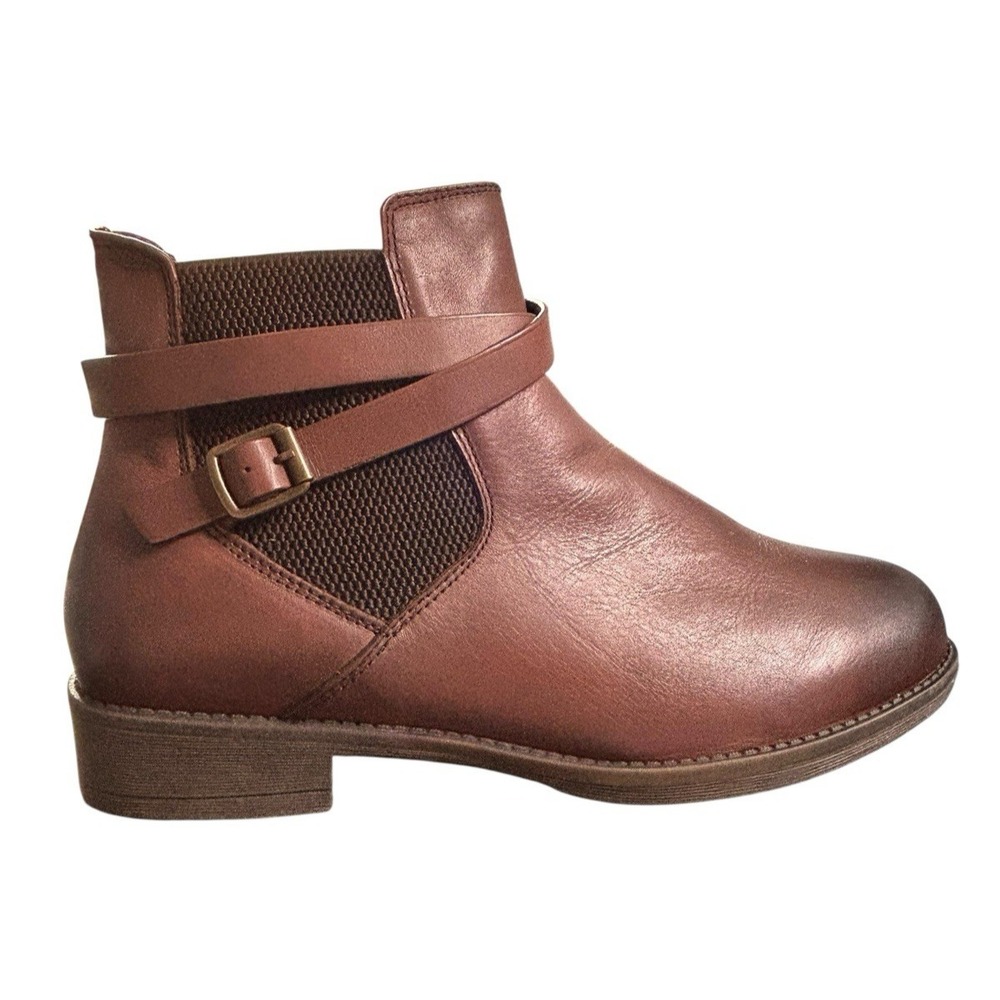 Propet Tatum Leather Side Zip Booties Womens Size 9.5M Gradient Brown Black NWOT